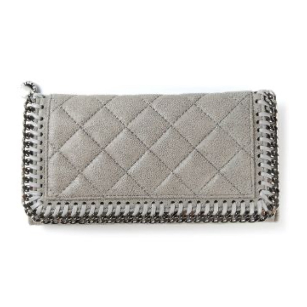 Stella McCartney Falabella Big Flap Wallet / Quilted / Metallic Gray (with box)